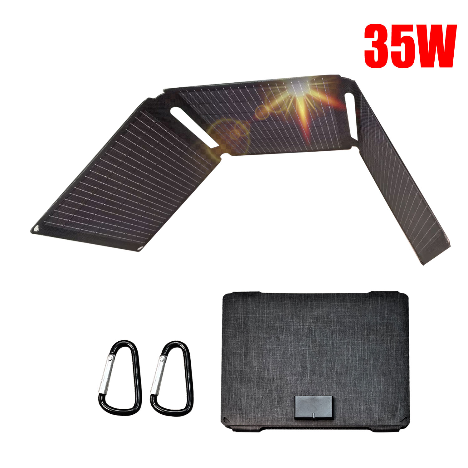 Folding Solar Panel - 35W Portable Solar Panel, Foldable Solar