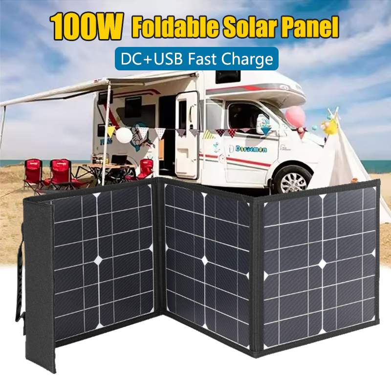 Folding Solar Panel - 100W Foldable Solar Panel DC+USB Fast